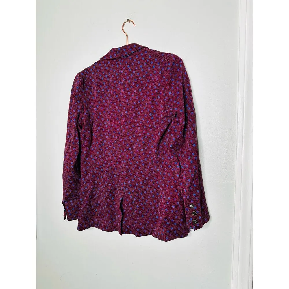 DIANE VON FURSTENBERG Red Printed Wool Blend Blazer Coat Size 6 - Image 6