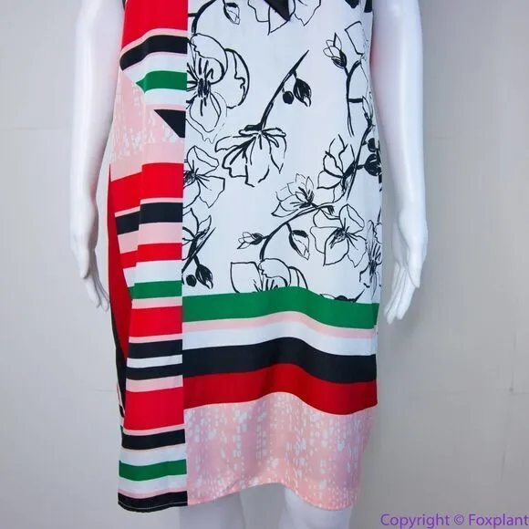 NEW SLNY floral print tie neck color‎ block sleeveless dress, 14 - Image 6