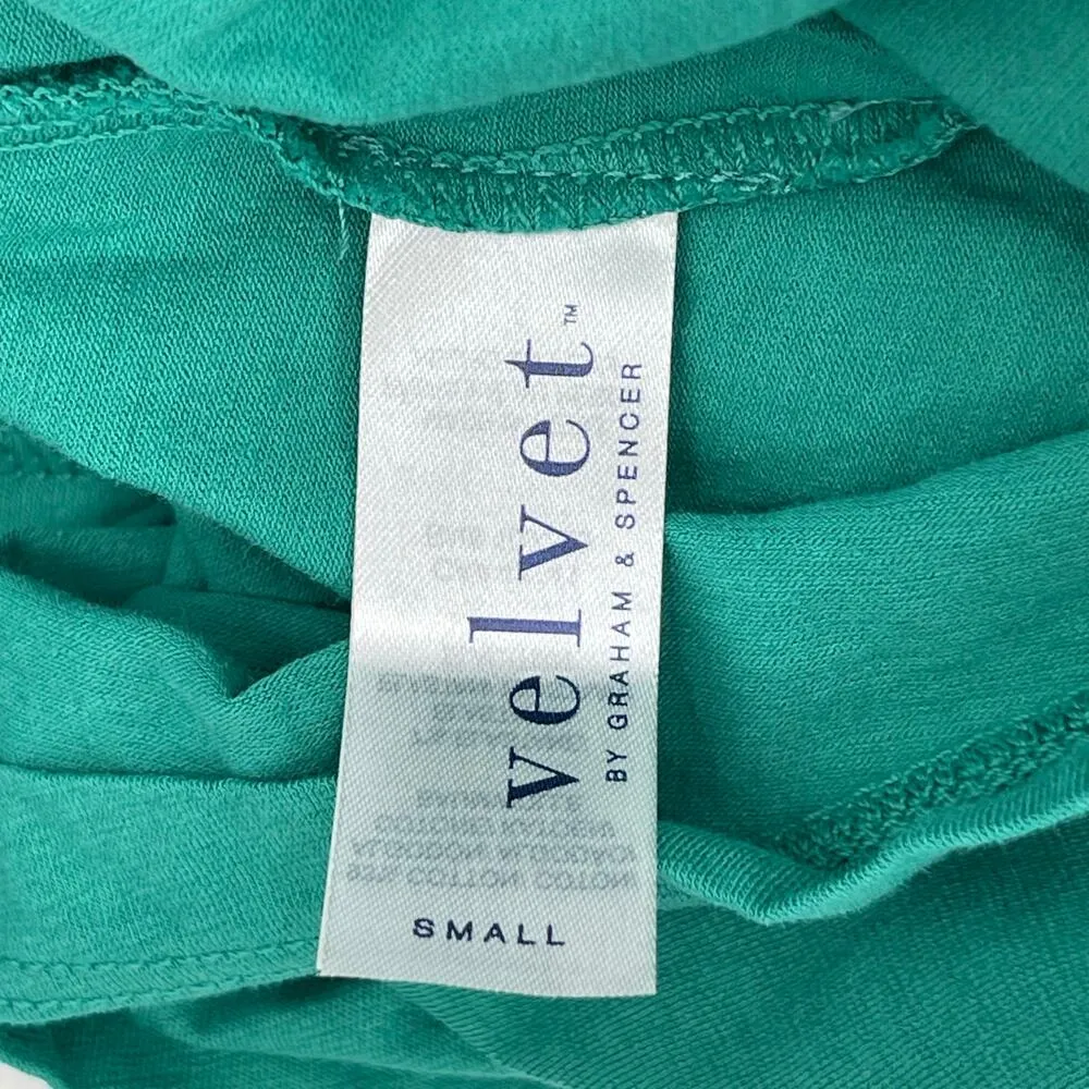 VELVET by GRAHAM & SPENCER Tank Top Size Small Adelise Faux Wrap Tile Collar NWT Green - Image 3