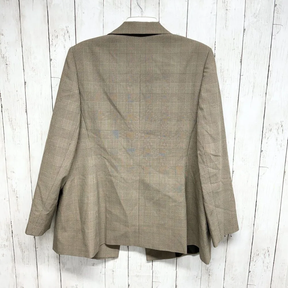 Dress Barn Jacket Women Size 16 Plaid Double Breasted Deep Light Brown Business - Image 4
