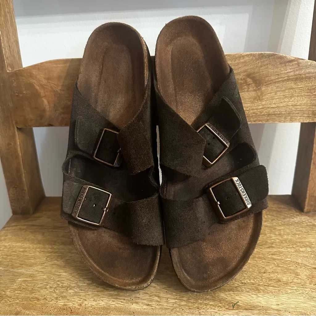 BIRKENSTOCK Arizona Mocha Suede  Leather sandals size 41 Brown comfort everyday - Image 2