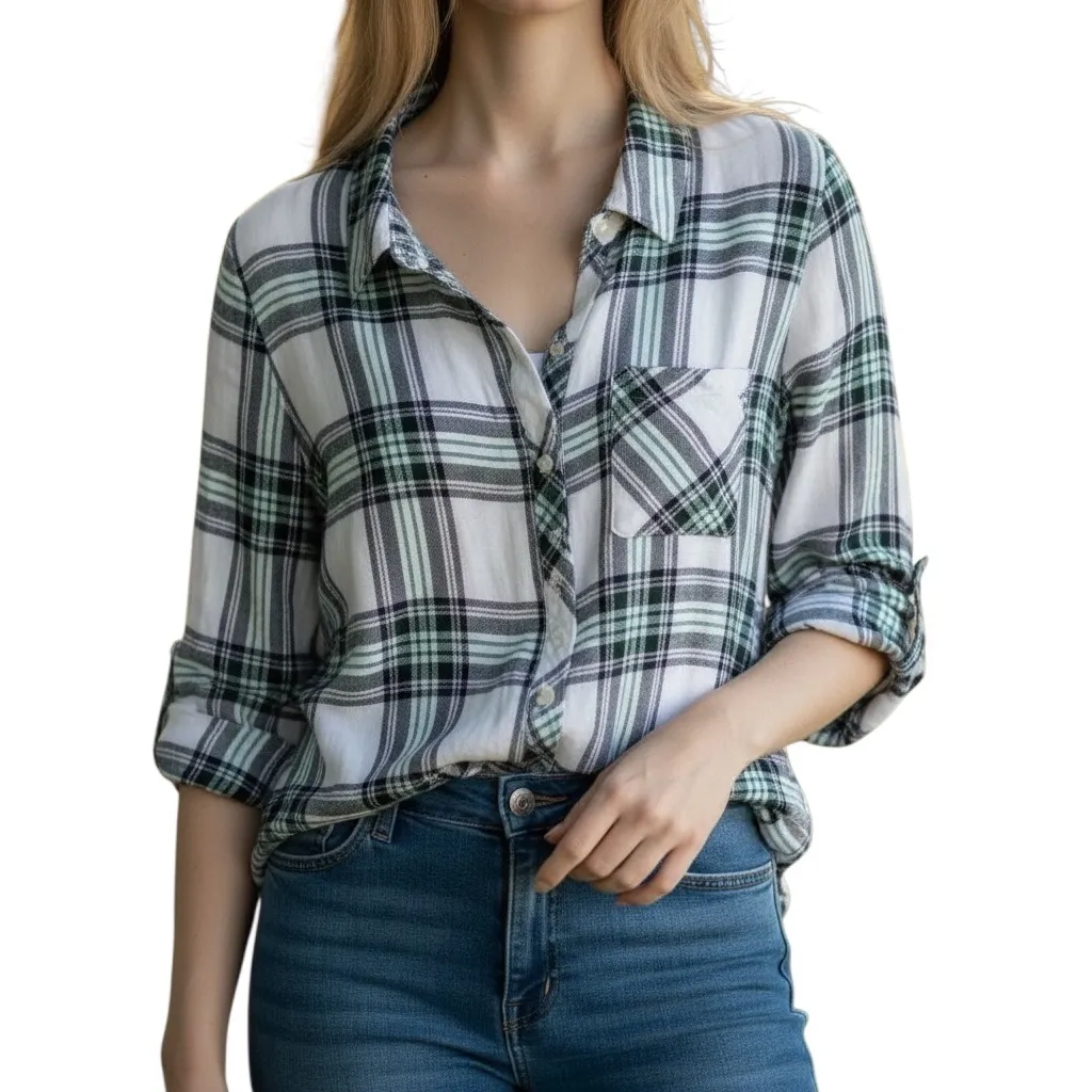 Rails Plaid Button Down Blouse - Image 2