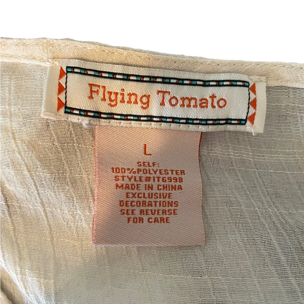 Flying Tomato  Boho Hippie Southwestern Western Embroidered Bat Sleeve Casual Top - Image 7