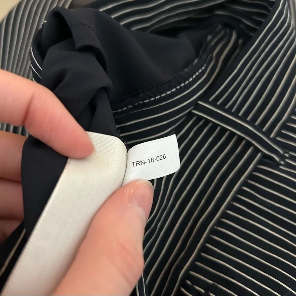 MM Lafleur Mejia Striped Navy White Tapered Ankle Dress Trousers Size 4 Office - Image 8