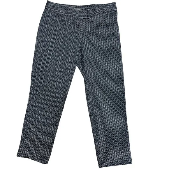 Roz and Ali‎ Women's Navy & White Diamond Print Ankle Length Pants Size 6P - Image 2