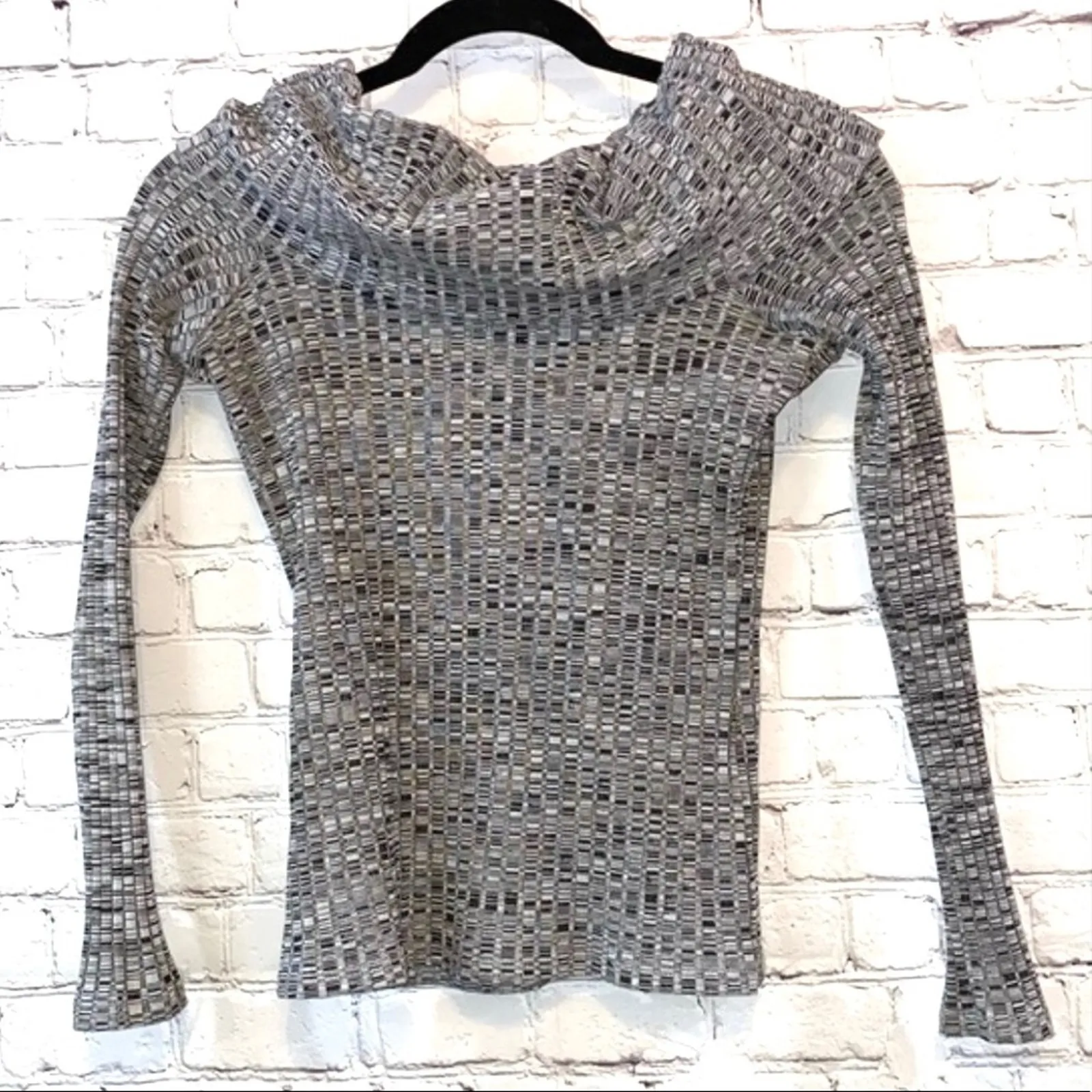 River Island Marled Black & White Ribbed Sweater - Image 2
