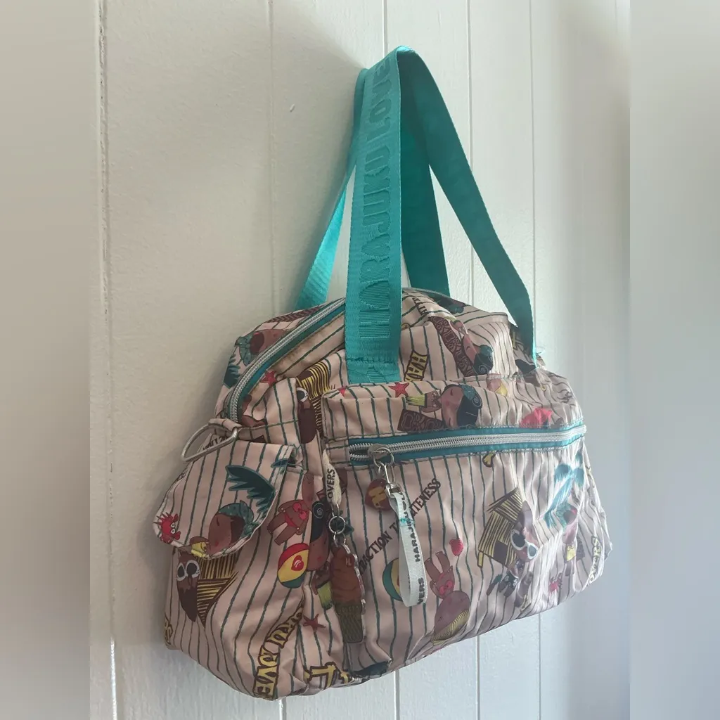 A Rare HTF Hawaii Aloha Print Harajuku Lovers Vintage Nylon Large Handbag Bag - Image 4