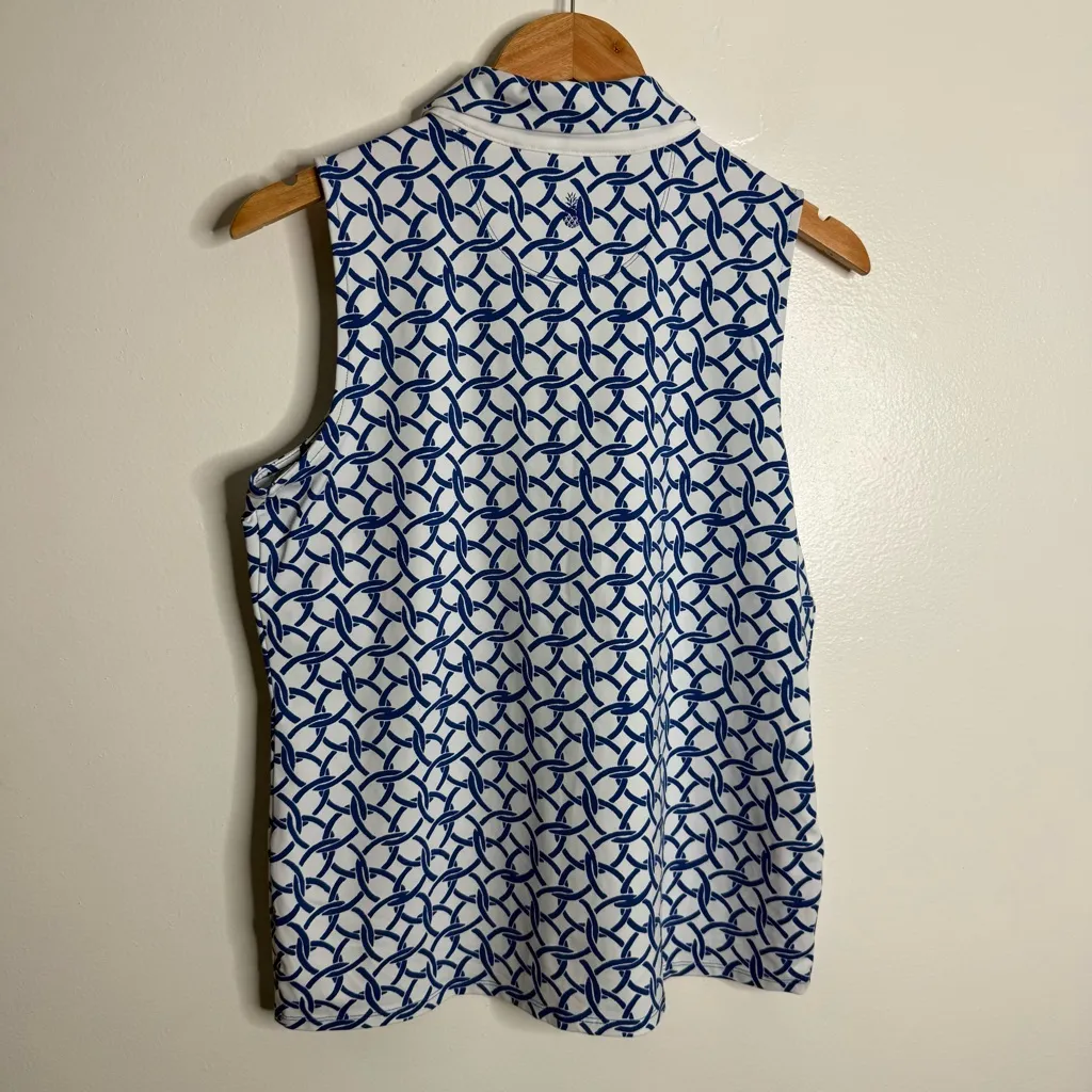 NWOT Tommy Bahama‎ Islandzone Aubrey Interlock Bay Polo Shirt Medium Blue White - Image 2