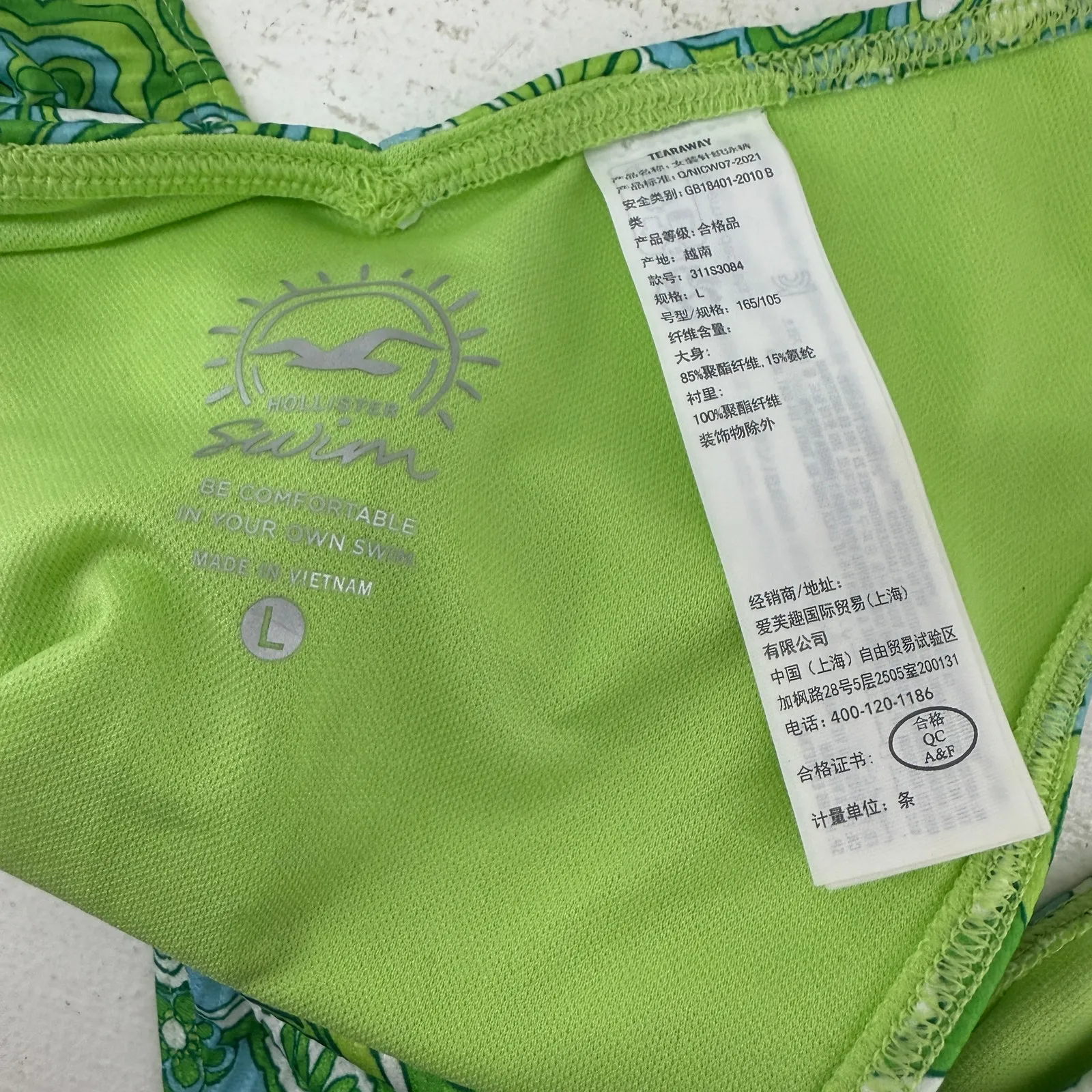Hollister Swim Ribbed Cheeky Paisley Green Bikini Bottom Womens Large - Image 3