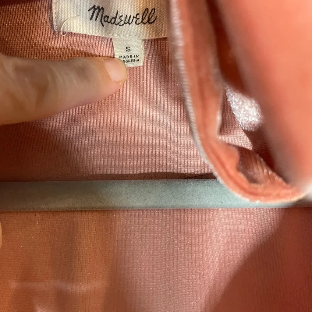 Madewell Orange Velvet Short Sleeve Top - Image 3