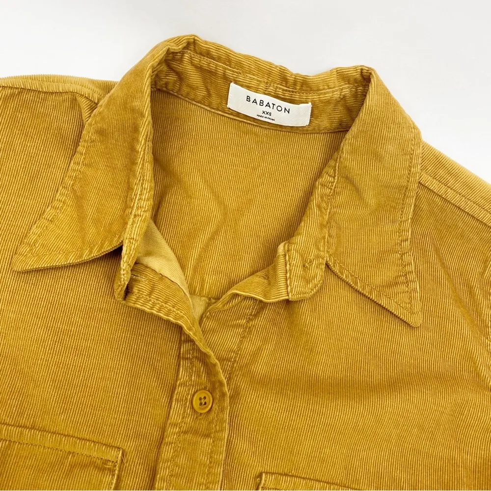Babaton X Aritzia Micro Corduroy Button Up Long Sleeve Shirt Top: Mustard - Image 5