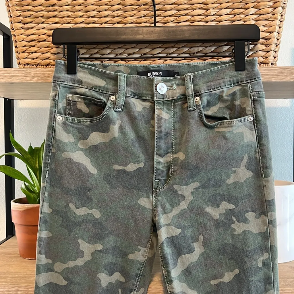 Hudson Jeans Barbara Super Skinny Mid-Rise Camo Print Stretch Ankle Jeans, 27 - Image 2