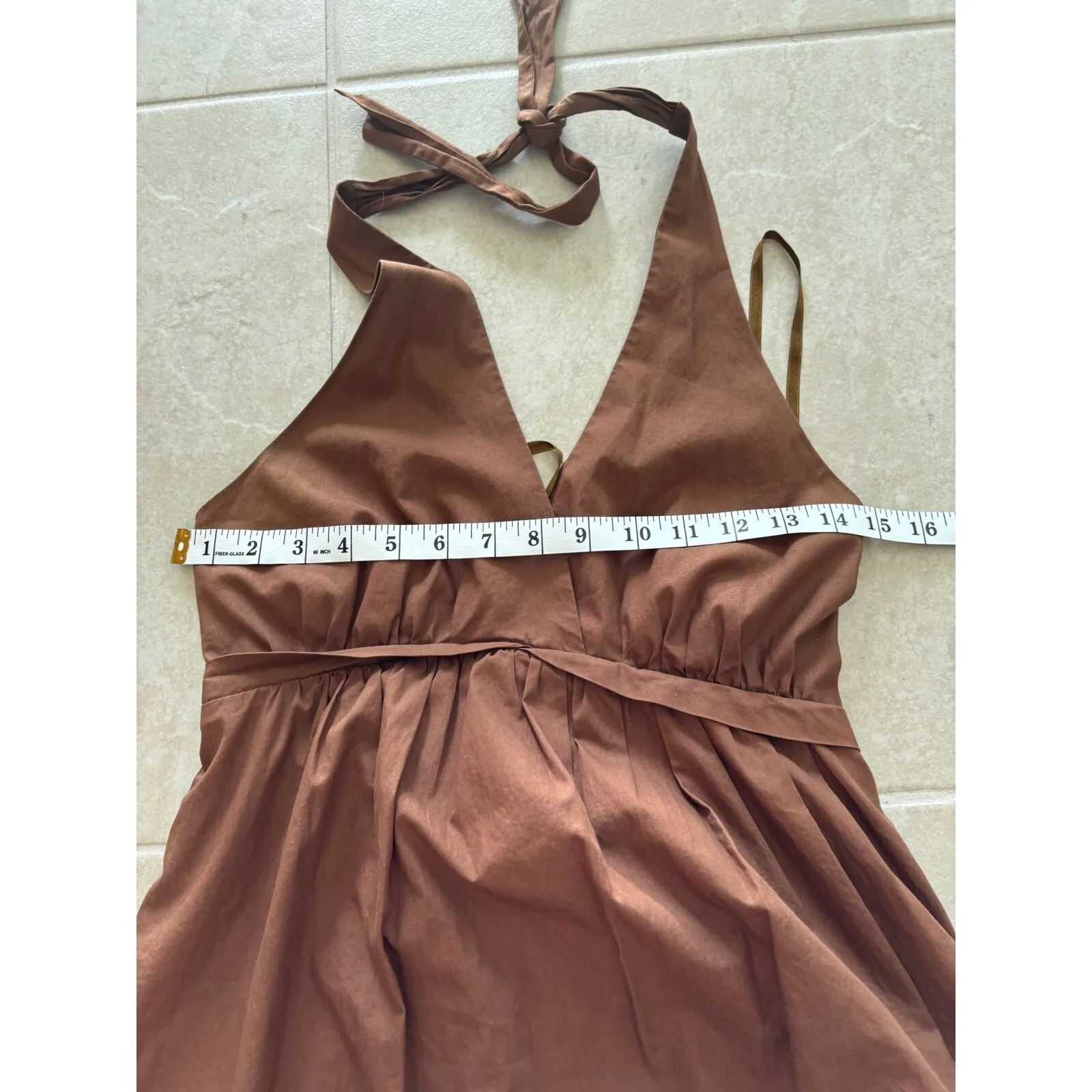 Vintage Dress Womens Size 2 Brown Halter Babydoll Bubble Hem Y2K Boho Hoco Party - Image 9
