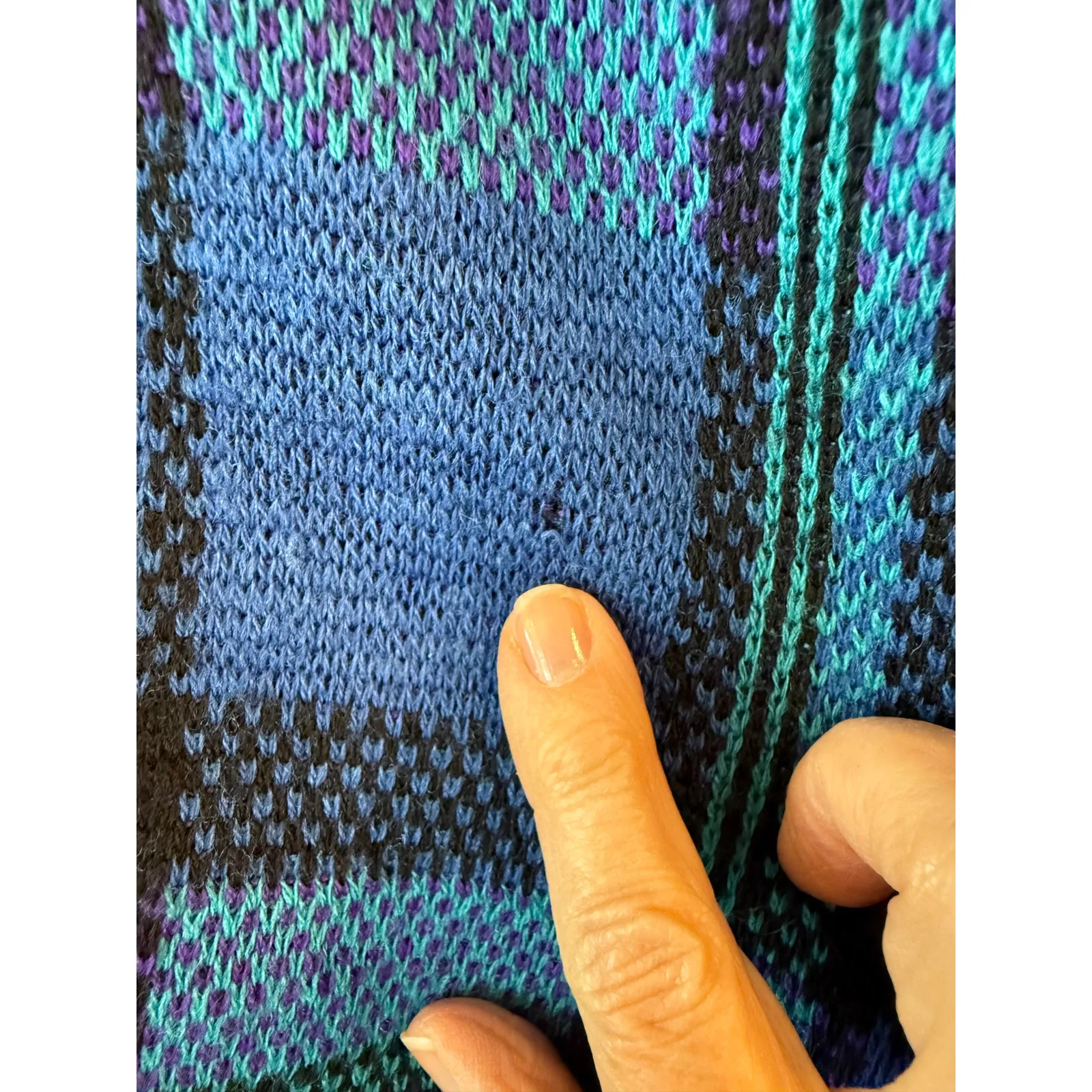 VTG Pendleton Cardigan Sweater Womens Medium Blue Purple Plaid Knit Virgin Wool - Image 6