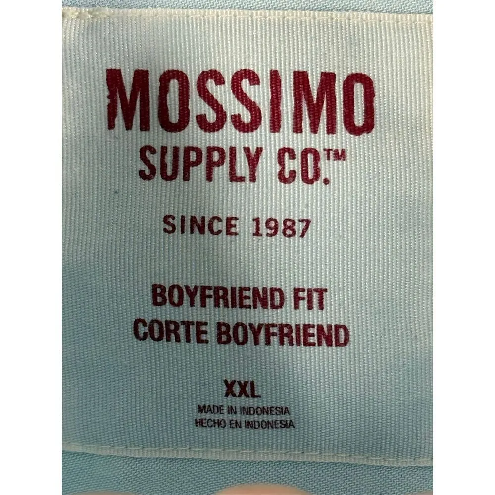 B6 vintage Mossimo light wash boyfriend fit denim pearl snap long sleeve Women s Blue - Image 4