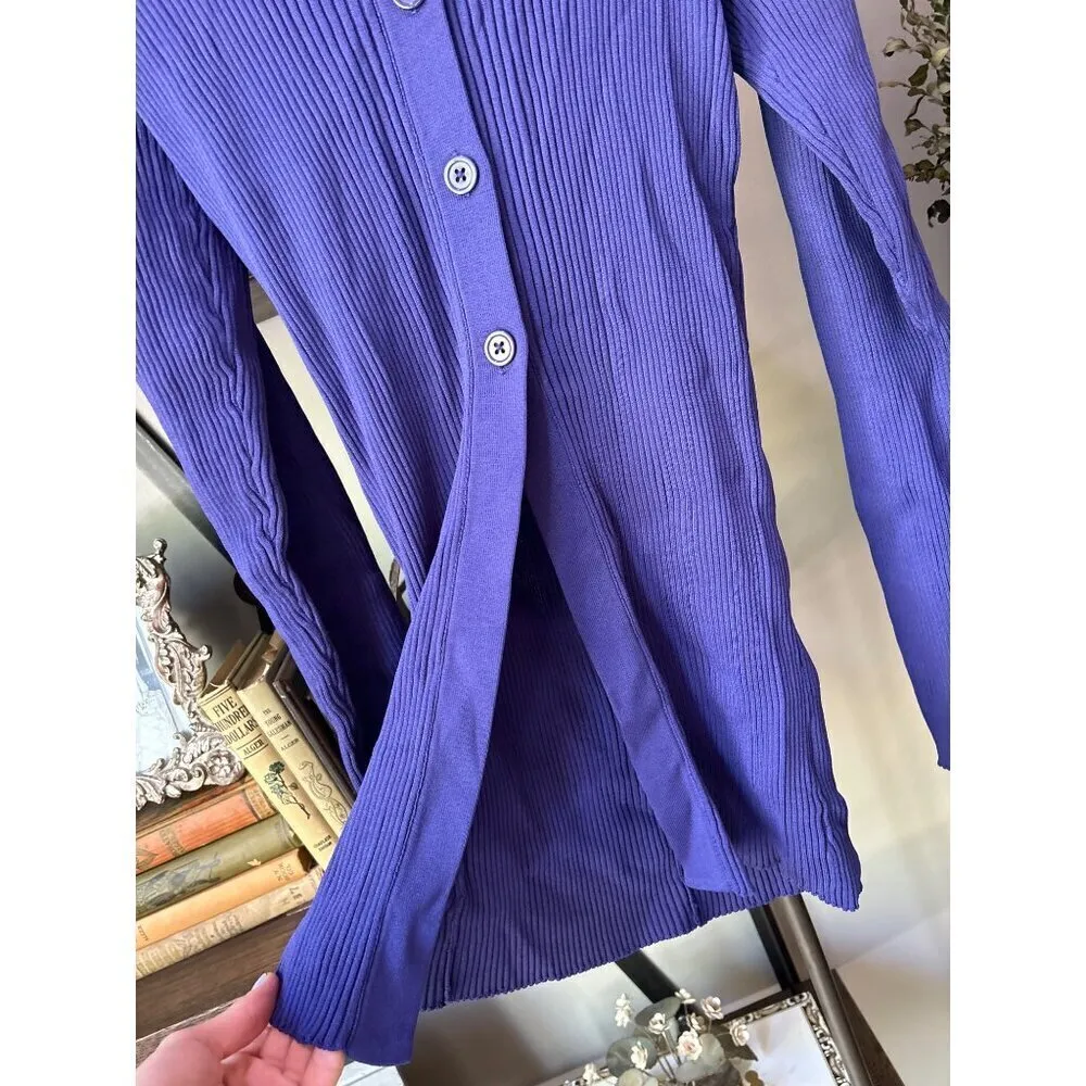 Holzweiler Vibi Foled Neck Knit Cardigan Sweater Purple Womens Size Medium - Image 8