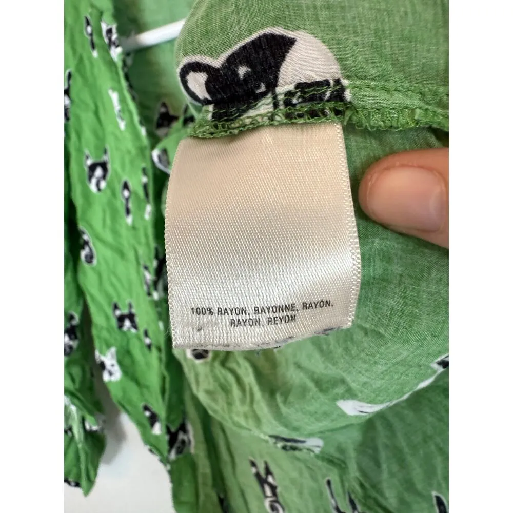 Maeve anthropologie pintuck buttondown frenchie bulldog green size 0 - Image 2