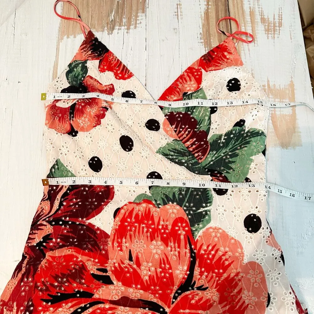 Farm Rio Anthropologie Riviera Florals Eyelet Maxi Dress Size US 6 - Image 9