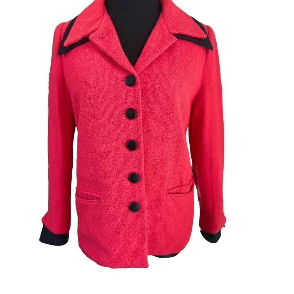 CHRISTIAN DIOR VINTAGE WOOL RED AND BLACK BLAZER SIZE 8 - Image 6