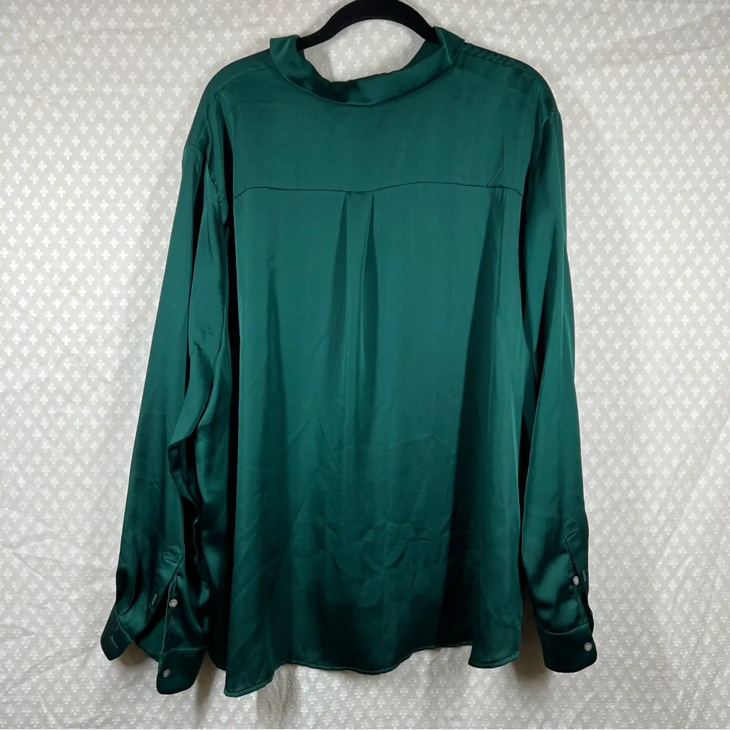 J. Crew Green Drapey Satin‎ Button Up Top - Image 7