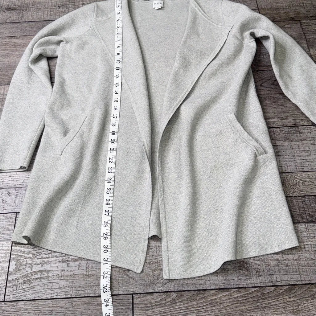 J. Crew Light Gray Collarless Knit Sweater/Blazer 100% Cotton - Image 5