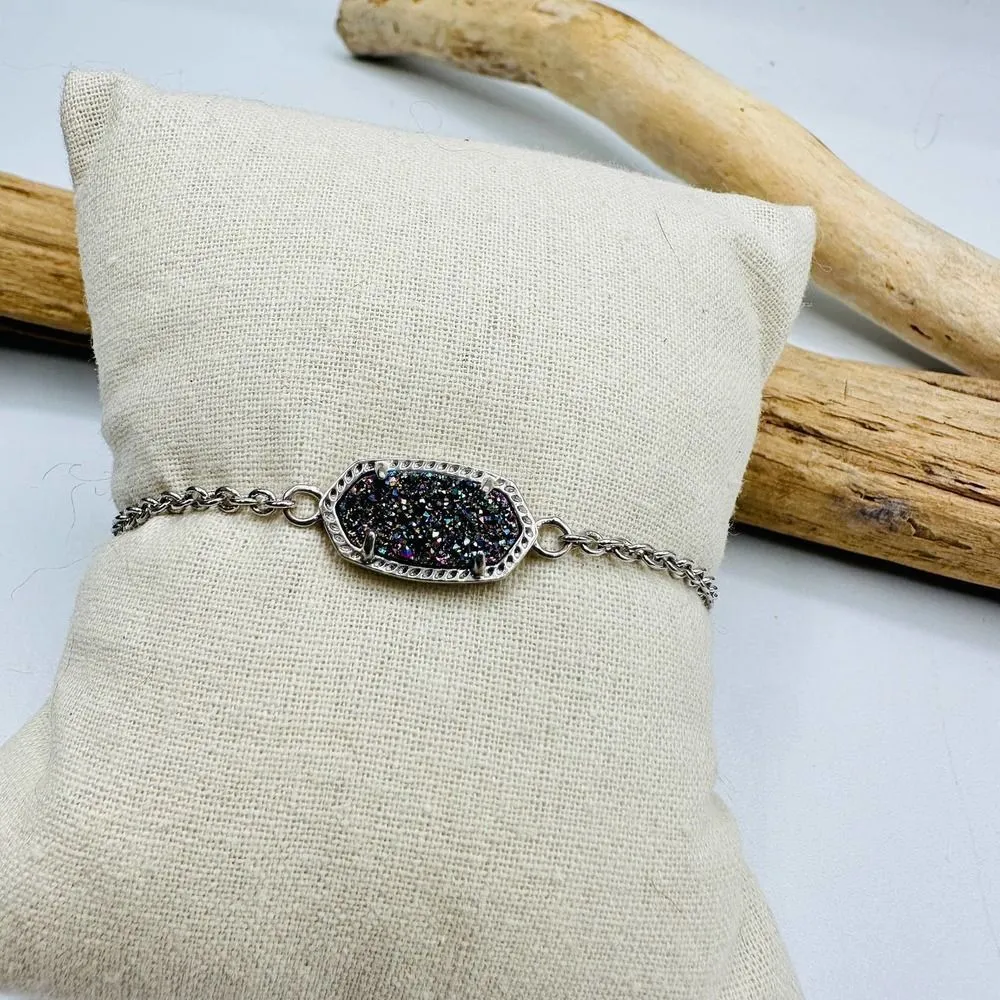 Kendra Scott Elaina Druzy Silver Adjustable Chain Bracelet - Image 3