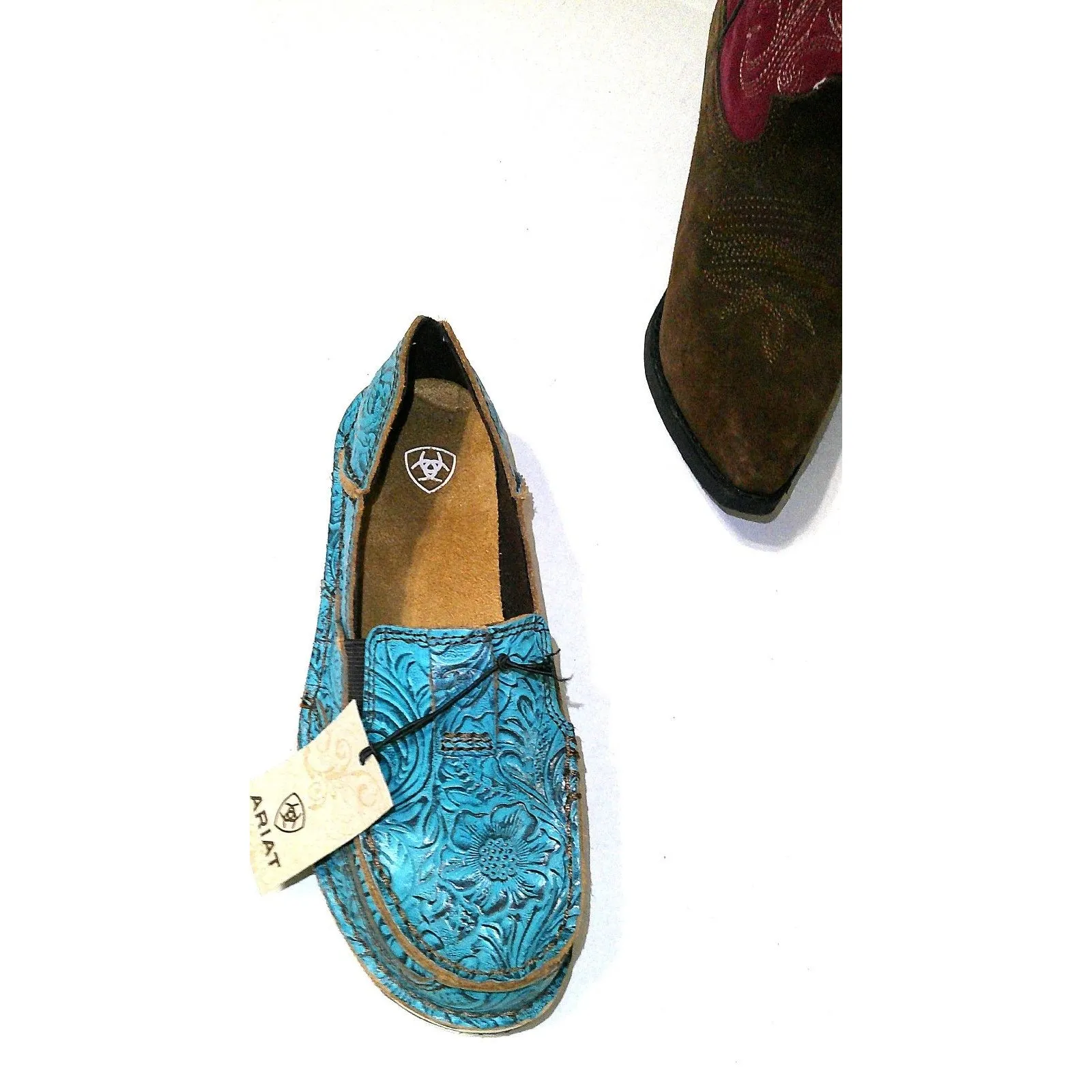 New NWT Bundle Ariat Cruiser Loafer Shoes 6.5 Womens Turquoise Rose Gold Leather - Image 8