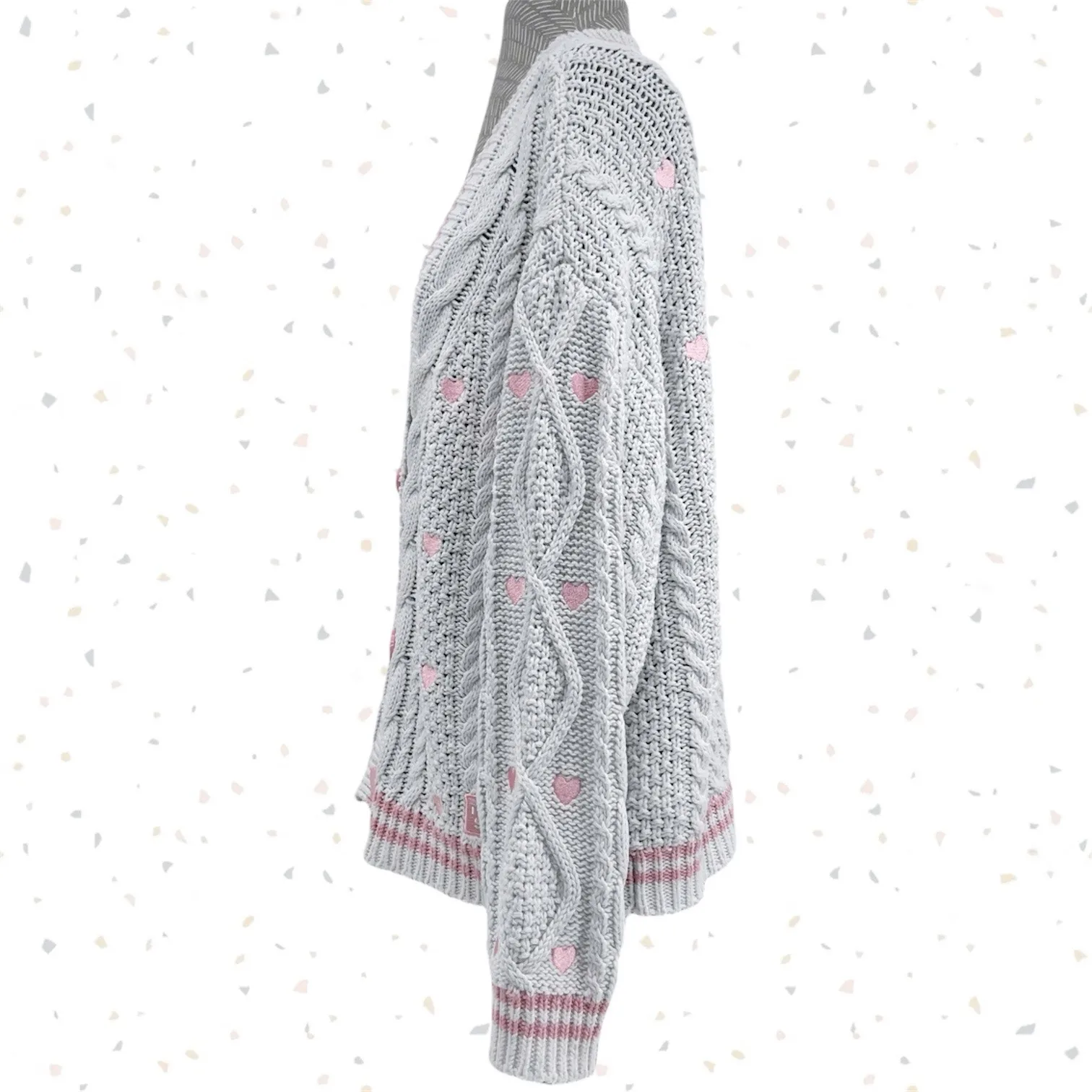 Taylor Swift Lover Cardigan White Pink Stars Cozy Sweater Valentine Size XS / SM - Image 3