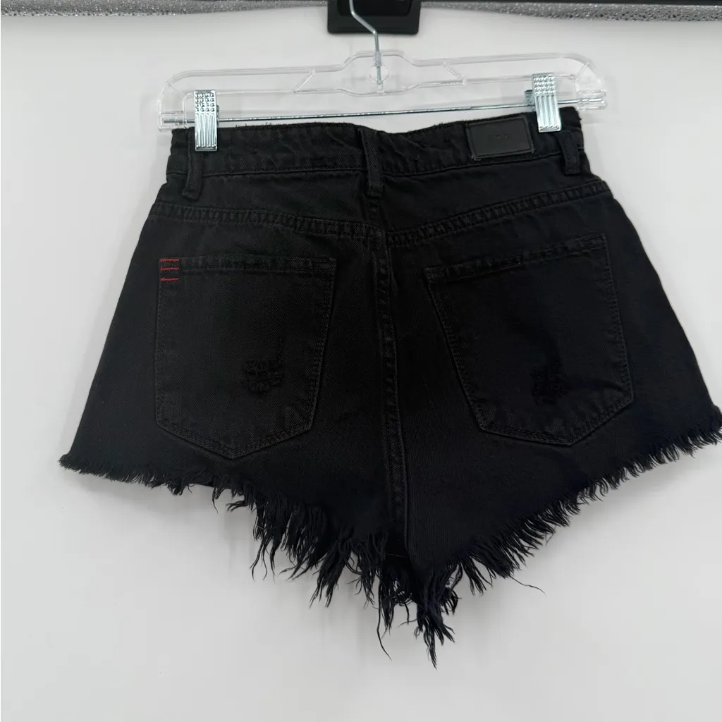 BDG super high rise cheeky black jean shorts 26 - Image 2