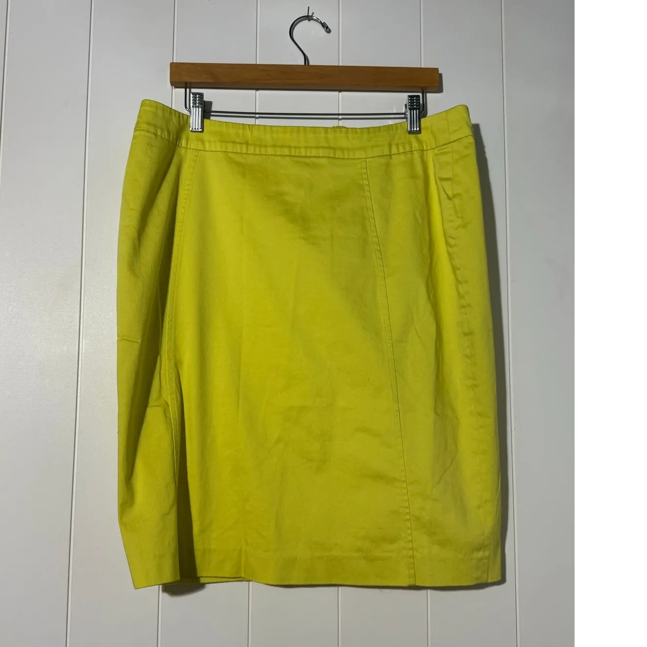 Evan-Picone 12 Stretch Pencil Skirt Neon Lime Yellow Y2K Retro Chic Career - Image 2