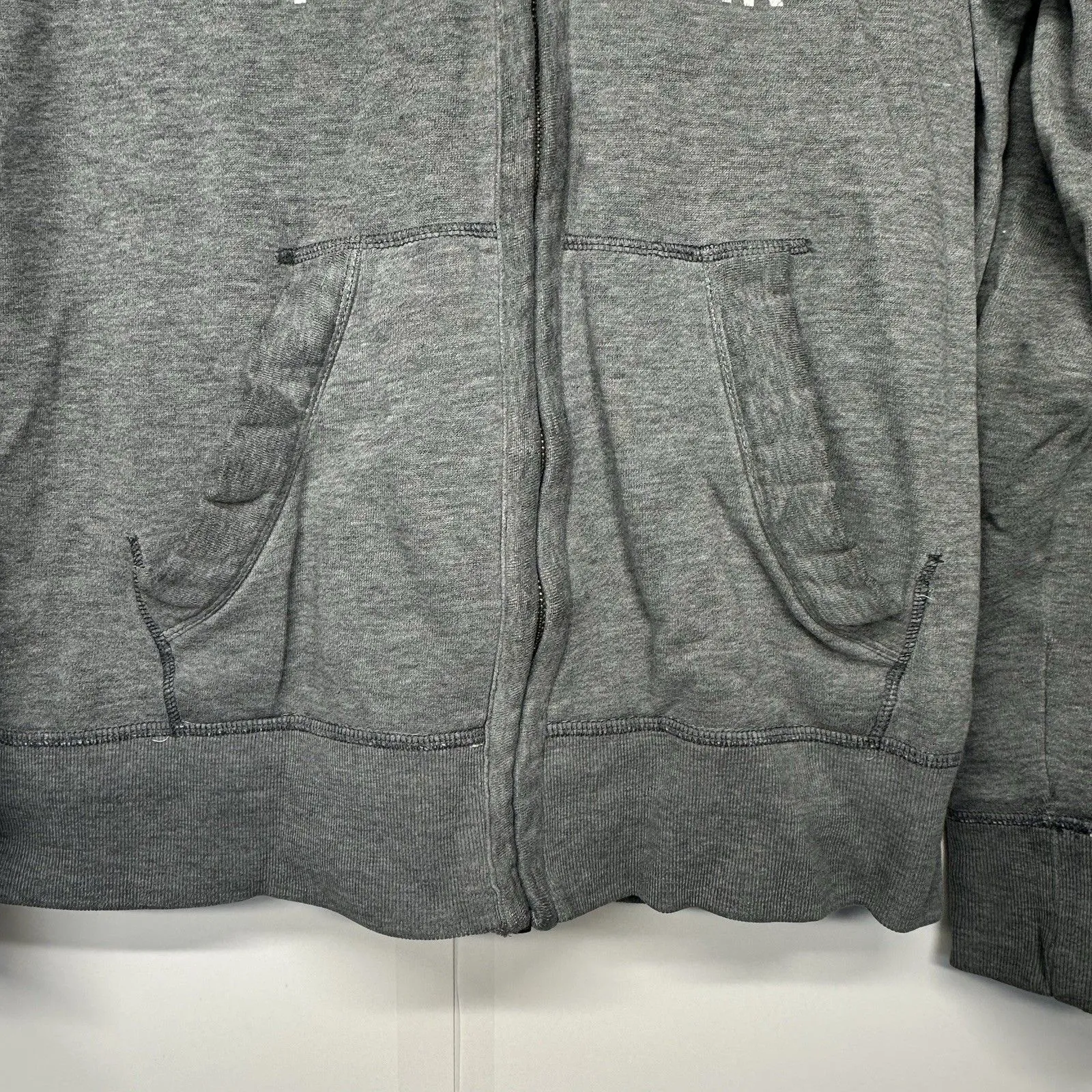 Aéropostale Women's Hoodie Sweatshirt Sz S Light Gray Full Zip Logo NY 1987 - Image 7