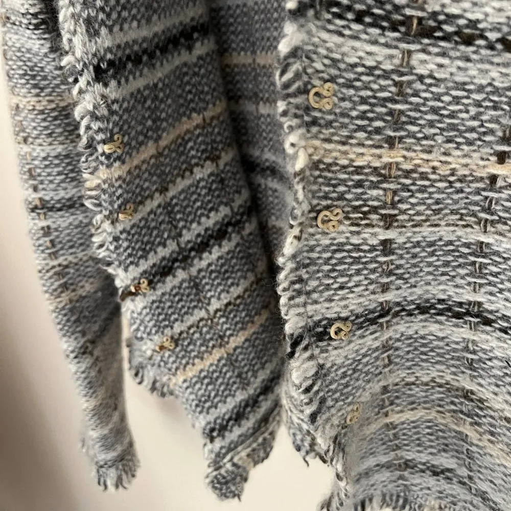 BANANA REPUBLIC Women's Angora & Wool Blend Grey Beige Tan Cardigan Size L - Image 3