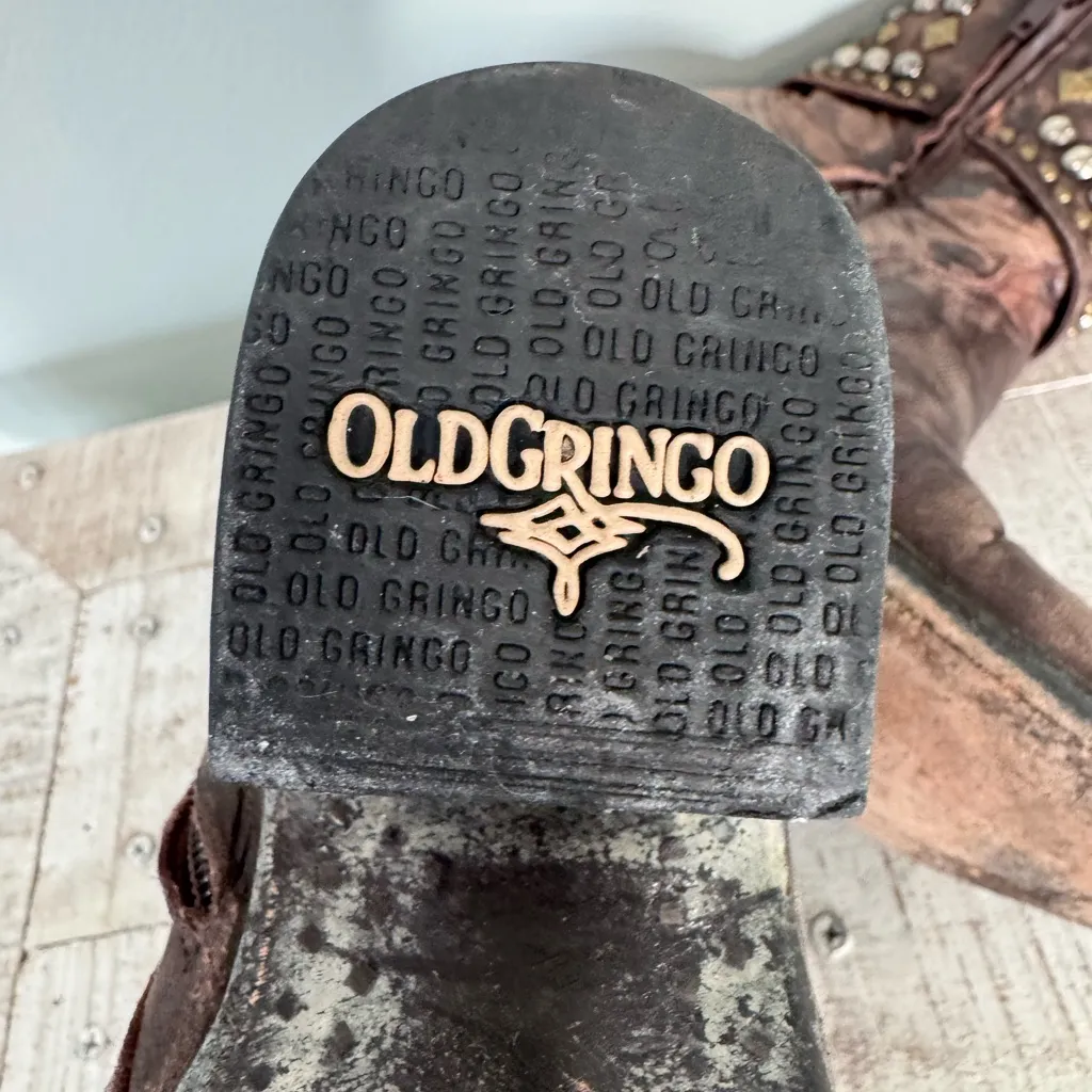 Old Gringo Distressed Brown Studded Ankle Boots - Image 4