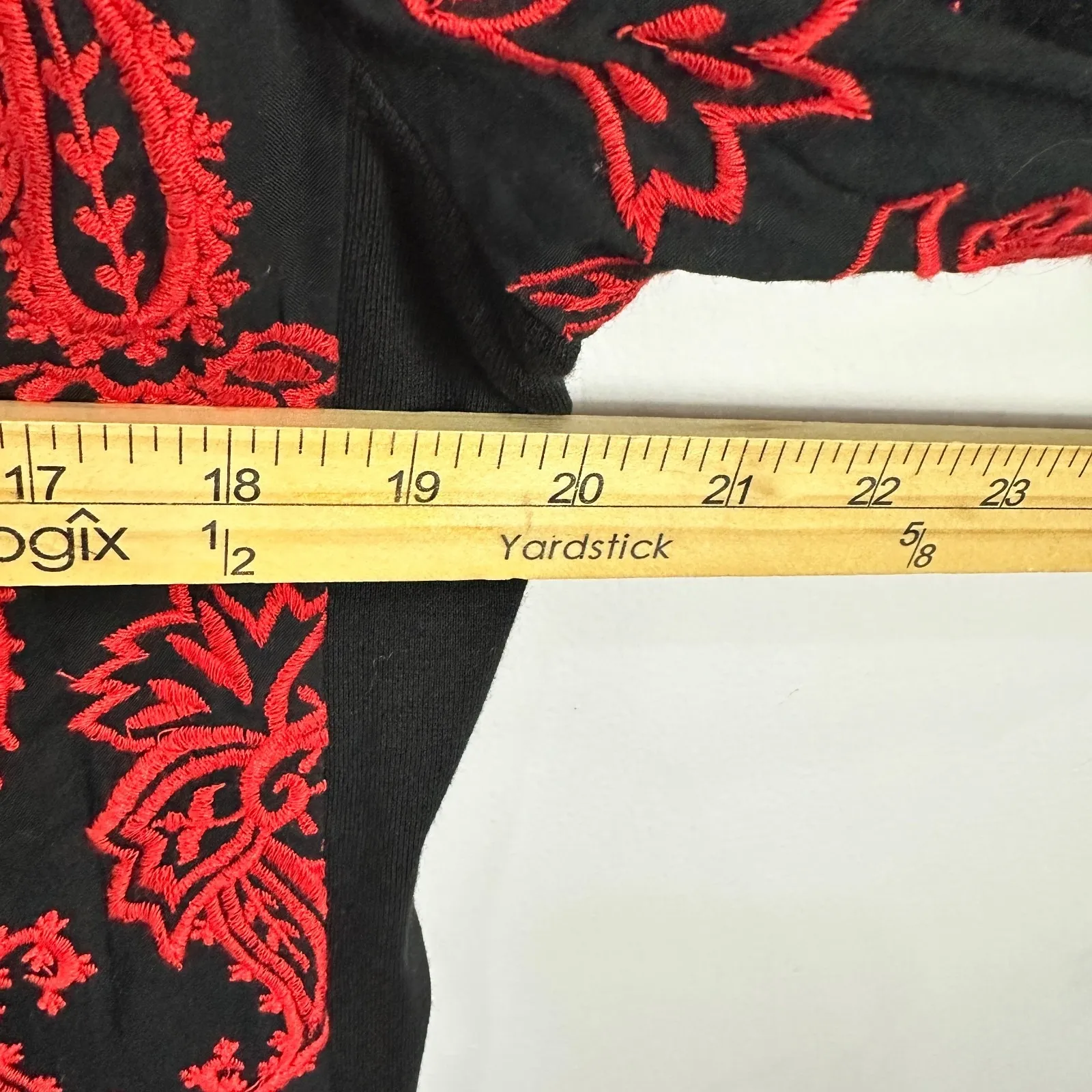 Chicos Collectibles Jacket‎ 1 Black Red Embroidered Beaded Boho Artsy Whimsigoth - Image 8