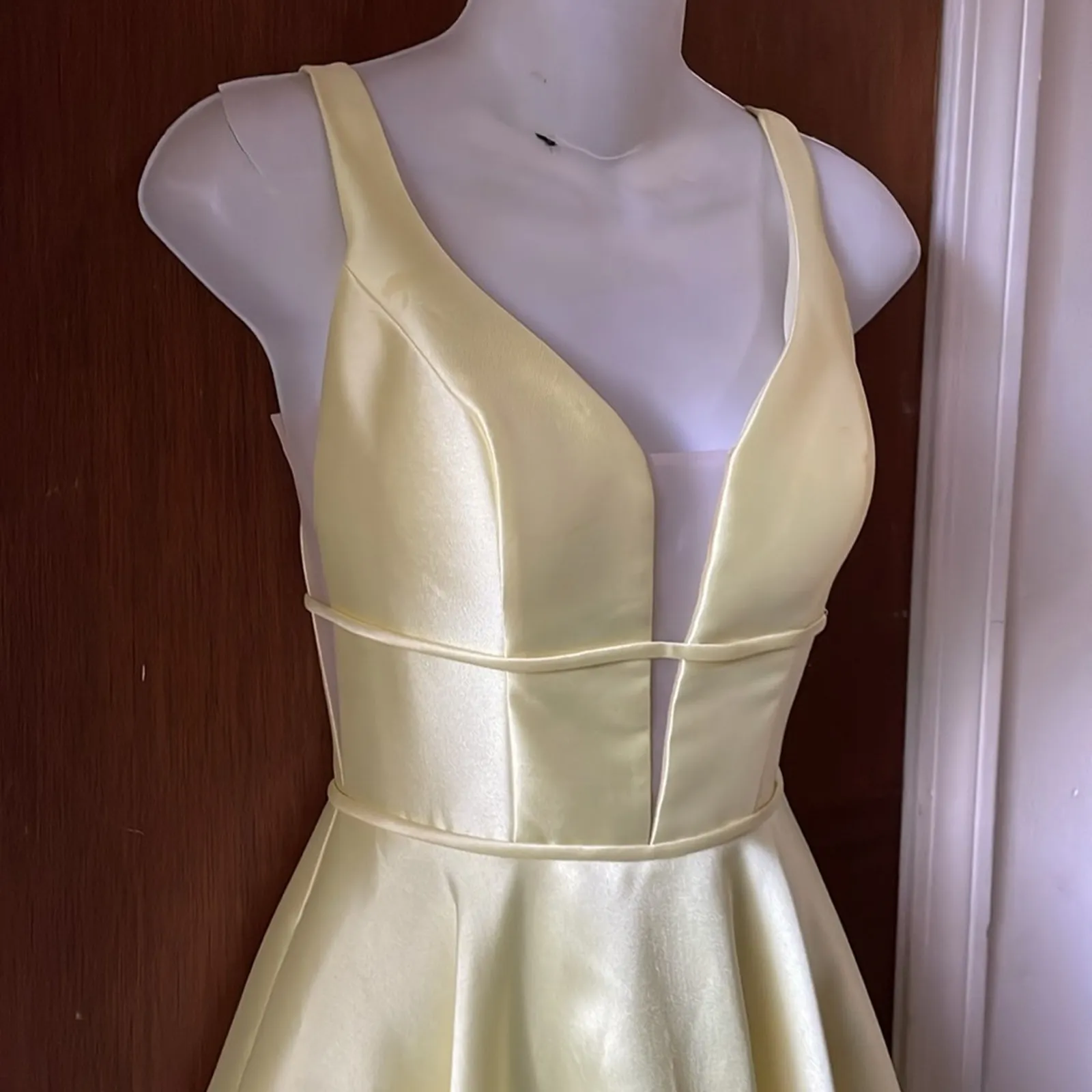 La femme plunge ballgown in pale yellow - Image 4