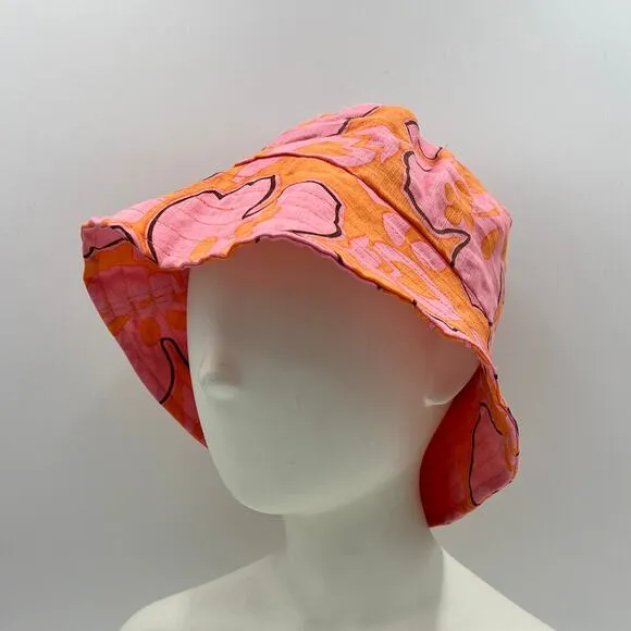 Faithful The Brand Linen Bucket Hat Paraiso Floral Pink Orange - Image 2