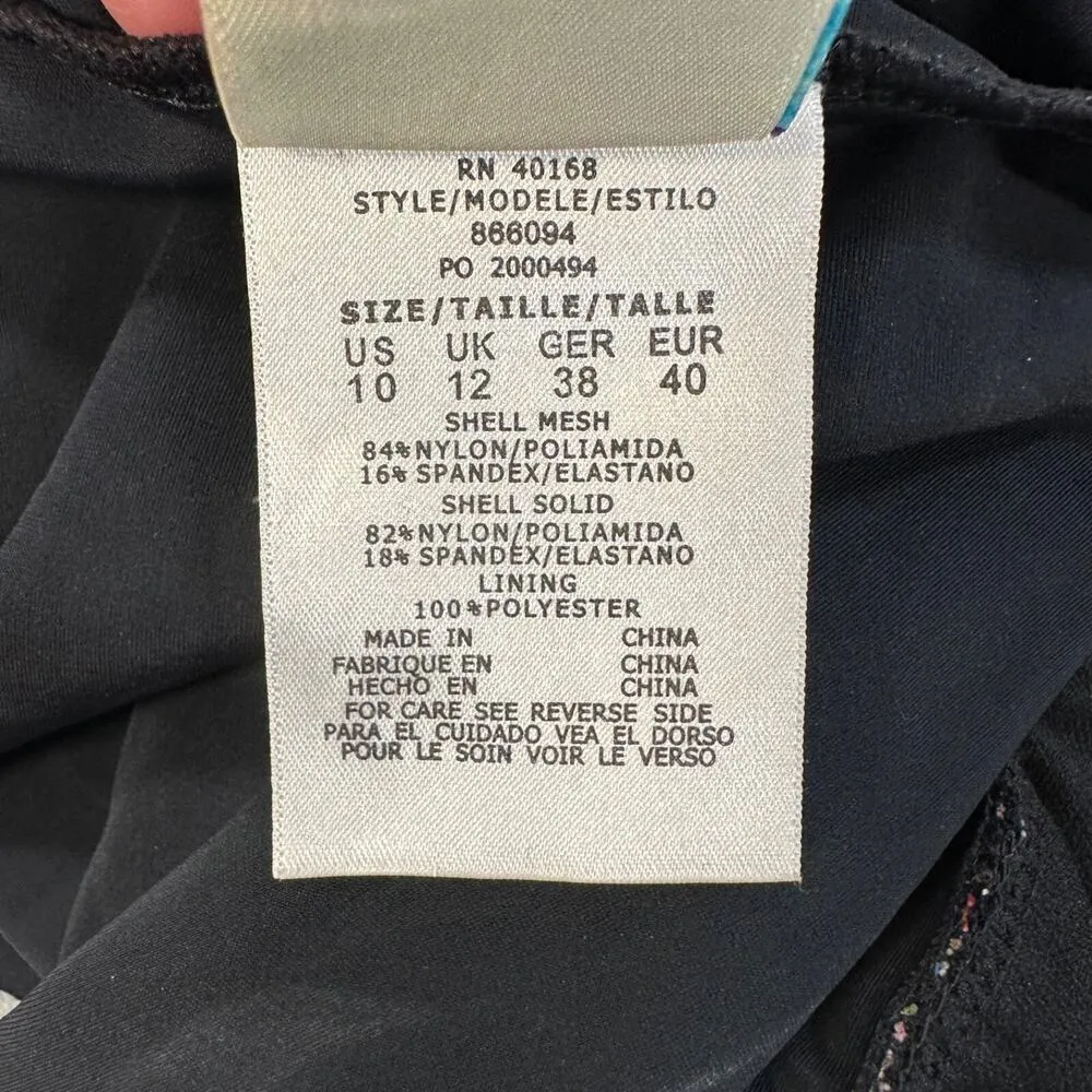 Caribbean Joe Floral Tankini Swim Top Women's 10 V-Neck Split Front Flattering - Image 9