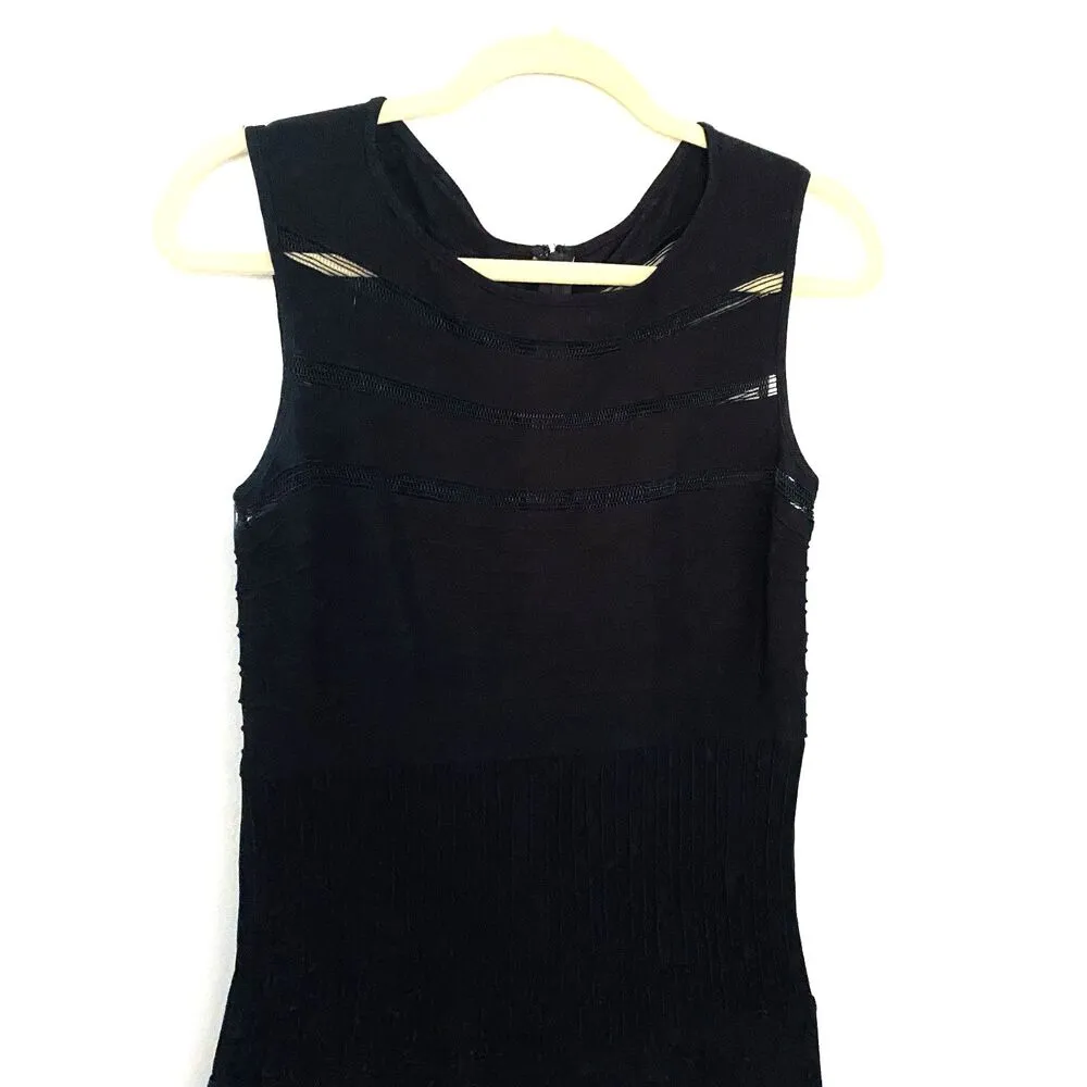 Tadashi Shoji Flip Hem Black Illusion Sleeveless  Jersey Cocktail Dress Sz S - Image 9