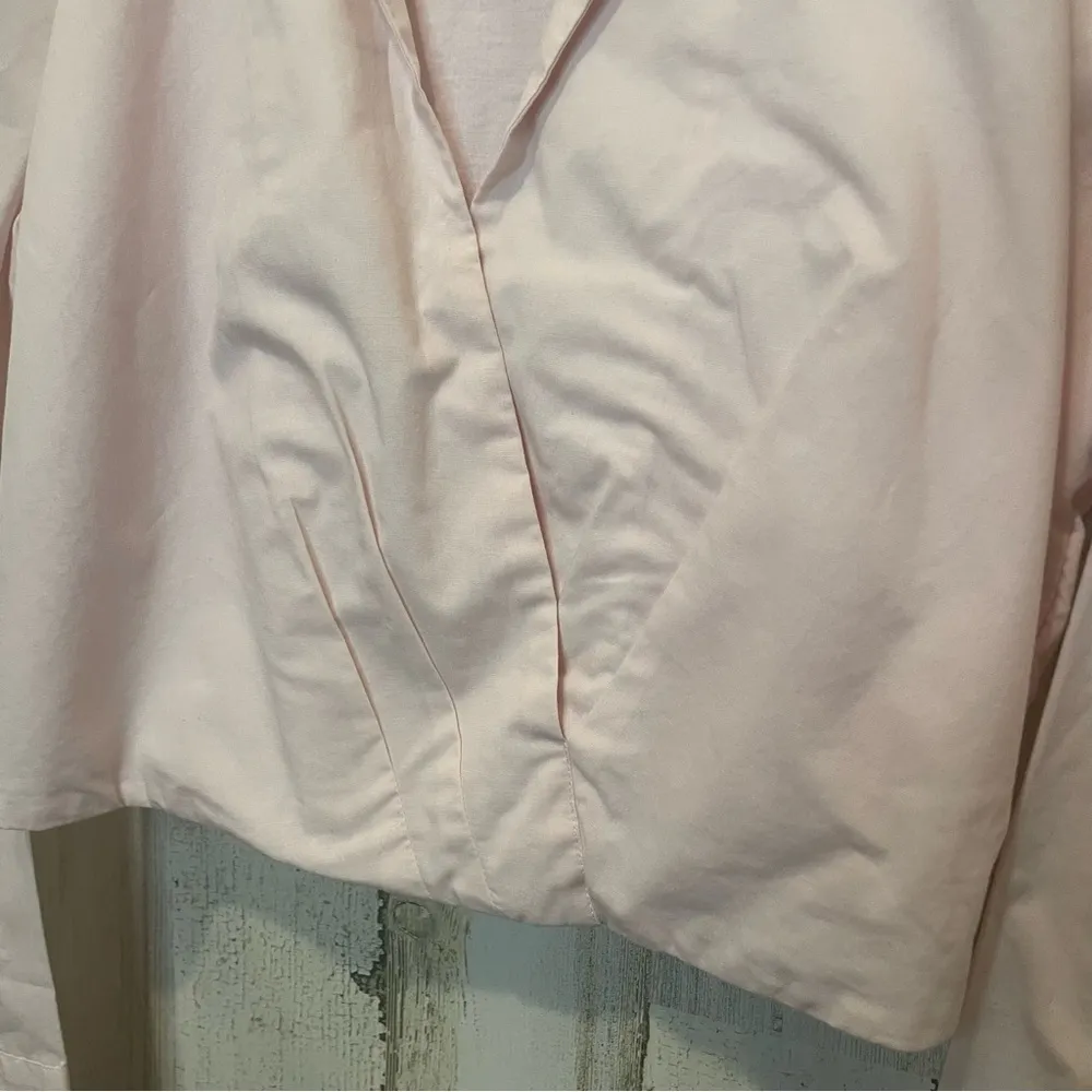 ABERCROMBIE & FITCH Long-Sleeve Poplin Wrap Modern-Oxford Top- Light Pink Size S - Image 3