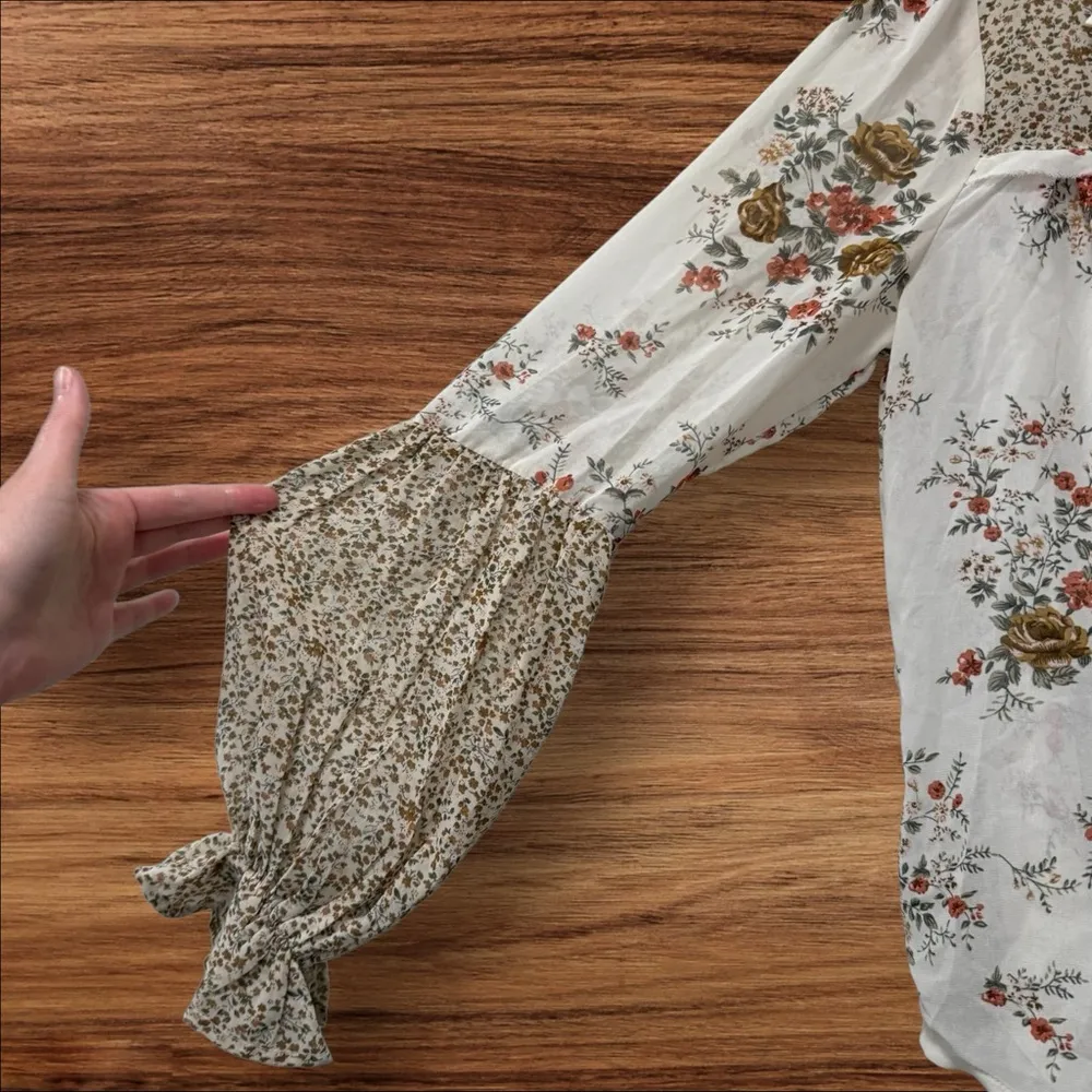 She + Sky Patchwork Button-Up Floral Blouse - Image 2