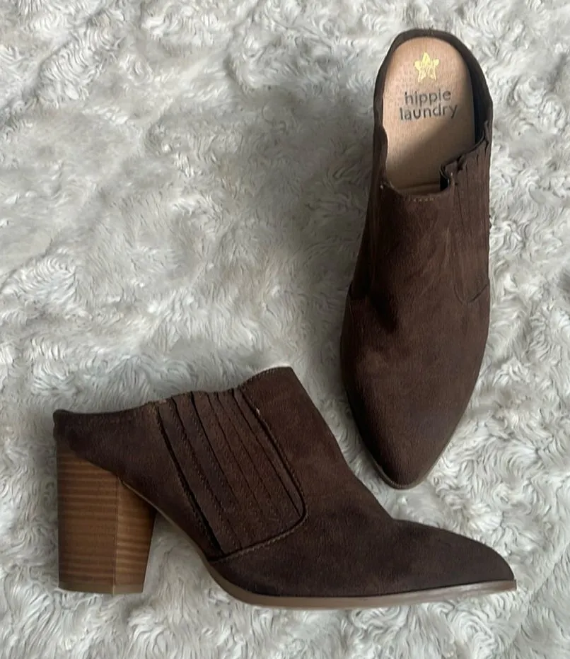 Hippie Laundry Women's Brown Maxie Western Chunky Heel Slip On Mules Size 9 M - Image 1