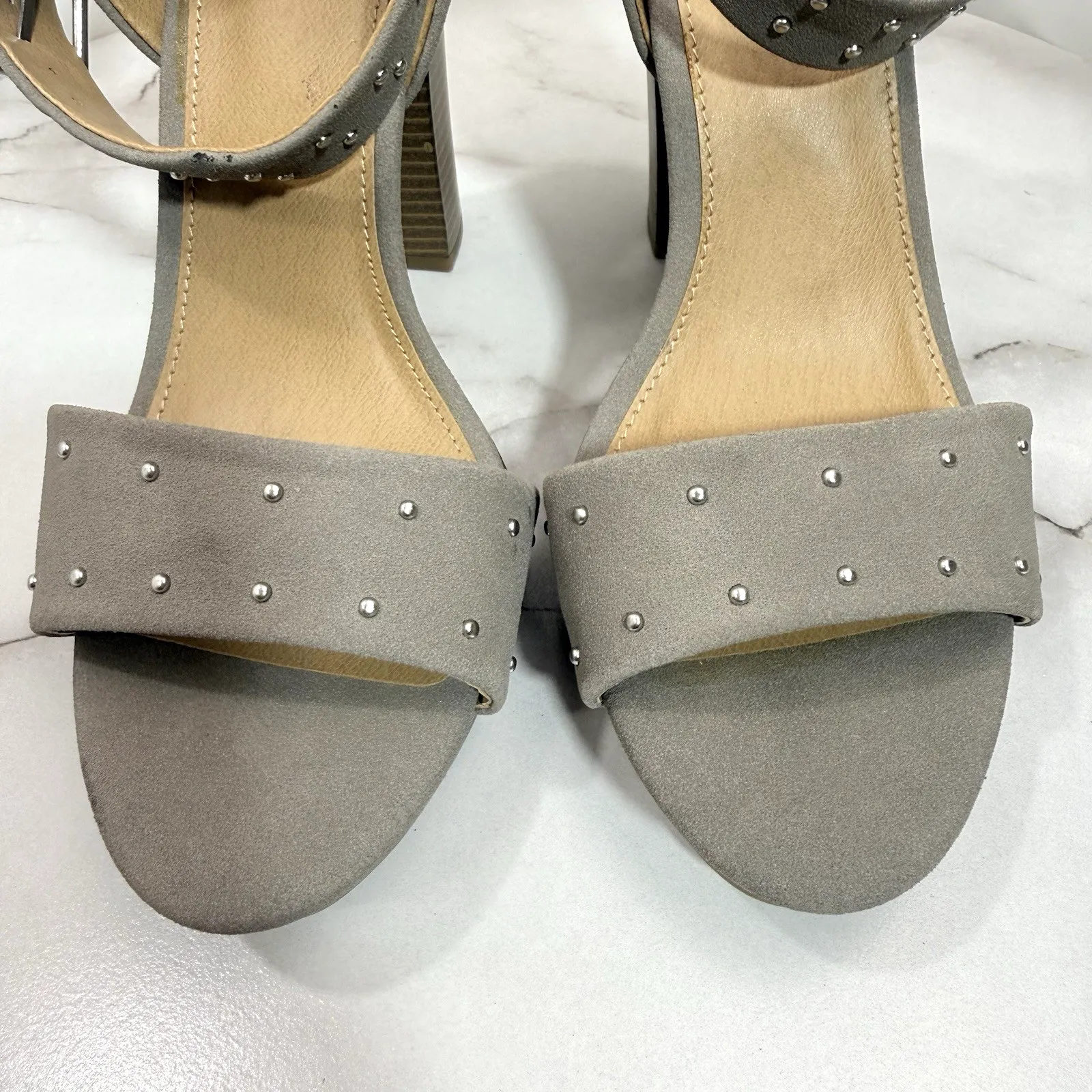 NEW REPORT Gray High Heels Open Toe Ankle Strap Platform Sandals Size 6.5 - Image 4