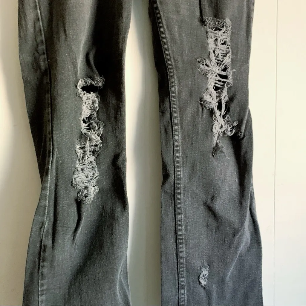 LEE Riders Distressed Jeans Womens Size 10 Petite Straight Black Relaxed Fit - Image 4