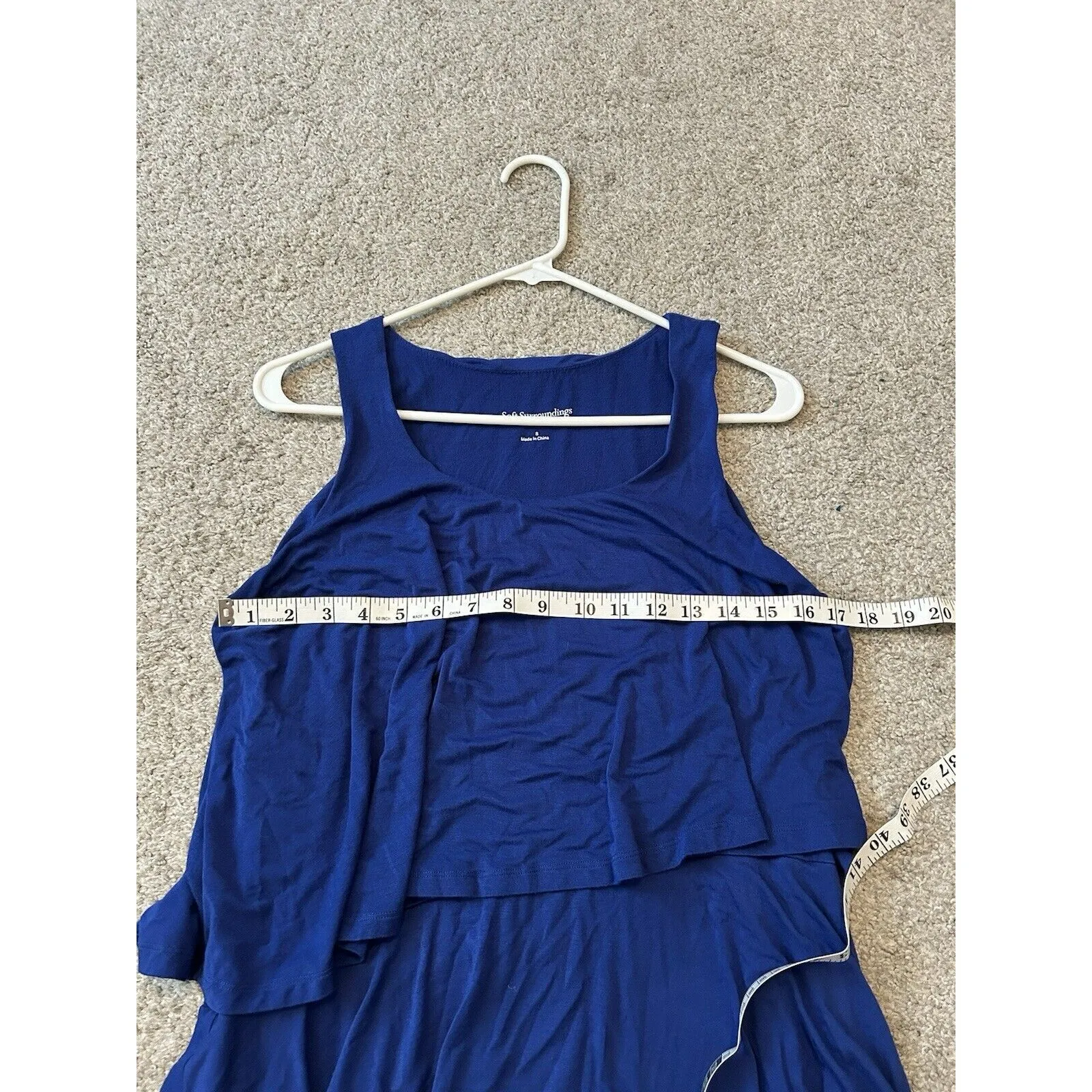 Women's Soft Surroundings Blue Sleeveless‎ Tiered Knee-Length Dress sz Small S - Image 5