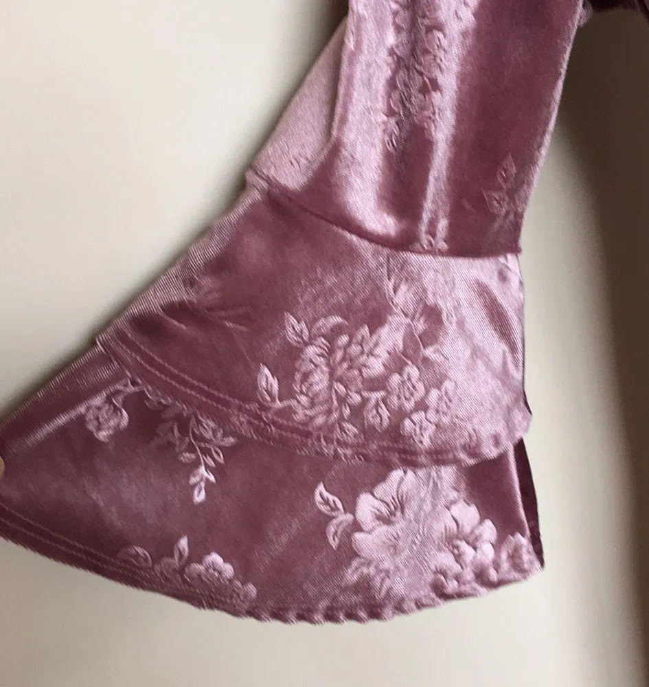 Vanity Room Mauve Floral Velvet Bell Sleeve Dress Pink Size M - Image 3