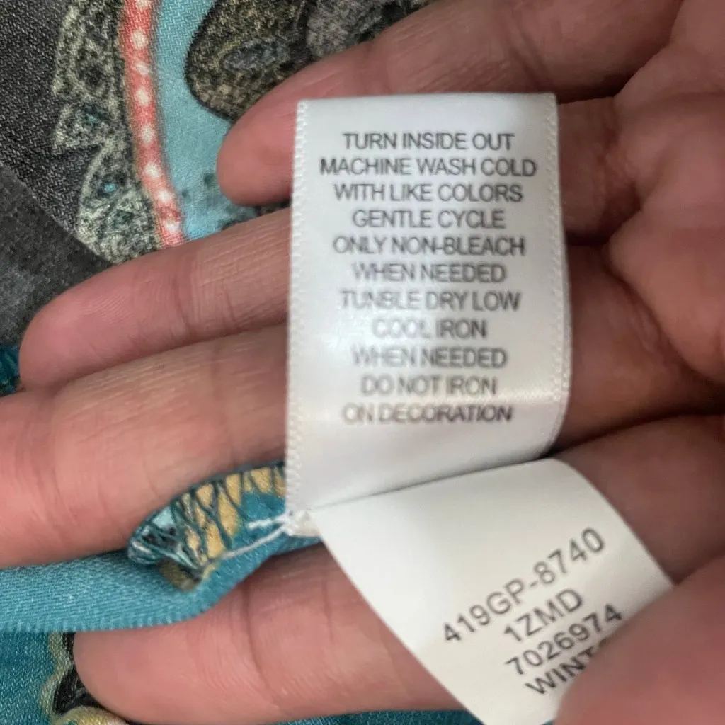 Women's Embellished Multicolor Maxi Dress Boho Dark Paisley Sz Medium - Image 9