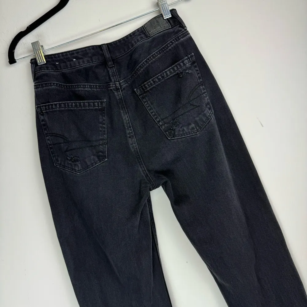 American Eagle Mom Straight Jeans Sz 2 Black Distressed - Image 8
