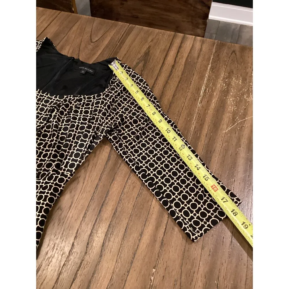 David Meister geo print Sheath a line Dress 3/4 Sleeve Front Tie Knee Length 10 - Image 8