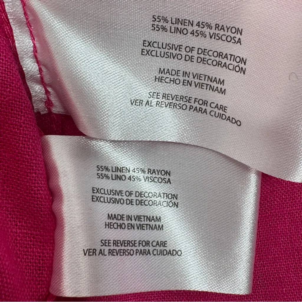 Gap Linen Blend Slouchy Boyfriend Shirt Pull On Shorts Set Hot Pink XS - Image 11