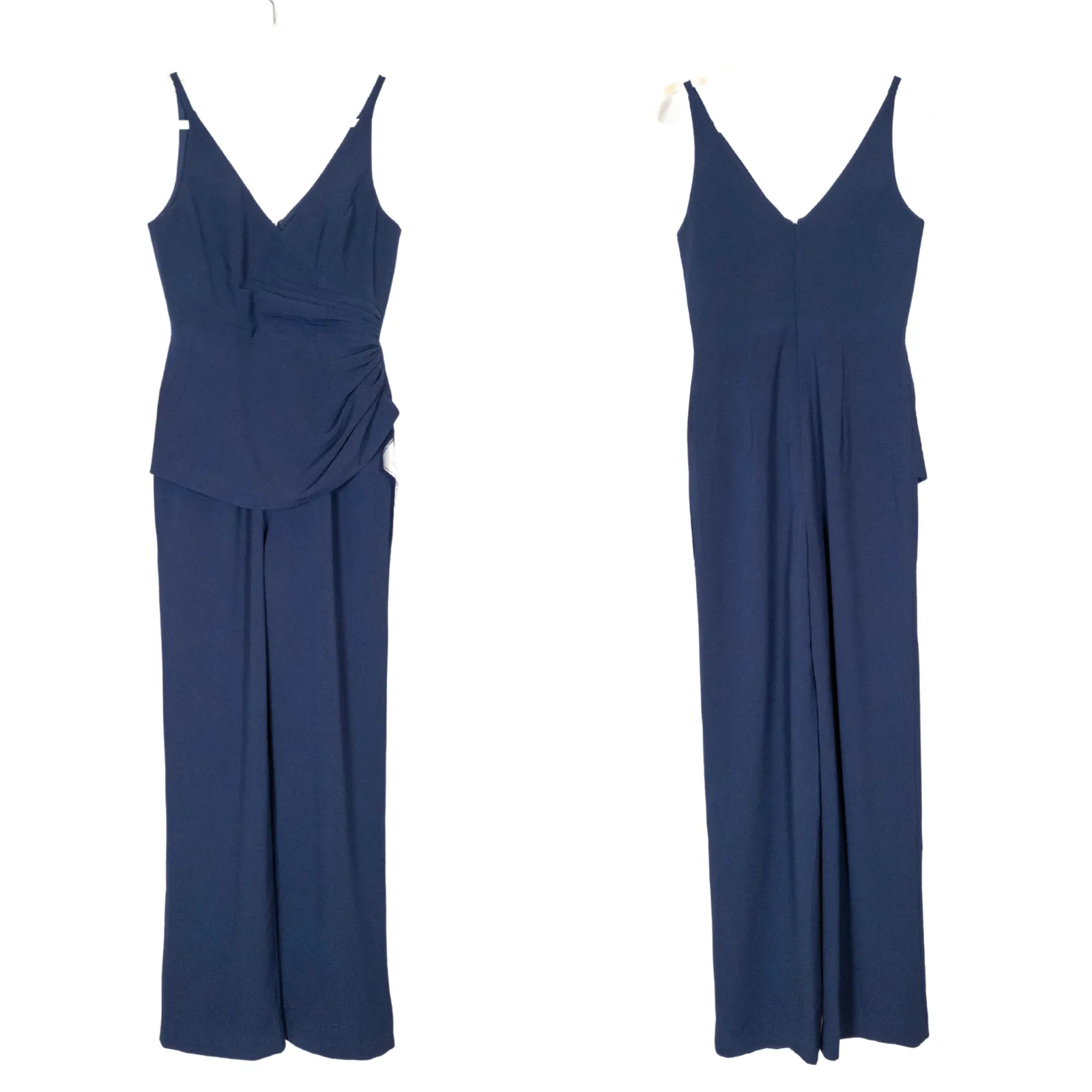 DRESS THE POPULATION Navy Blue Sam Ruched Jumpsuit Sleeveless Women's Small - Image 3